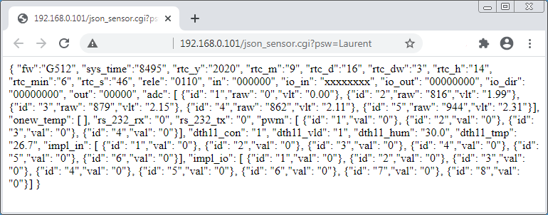 Laurent-5: Сбор данных и показаний датчиков через JSON